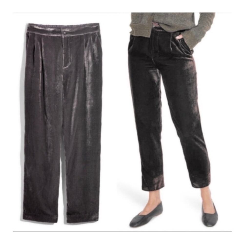 Madewell Velvet Tapered Gray Pants Black size XS